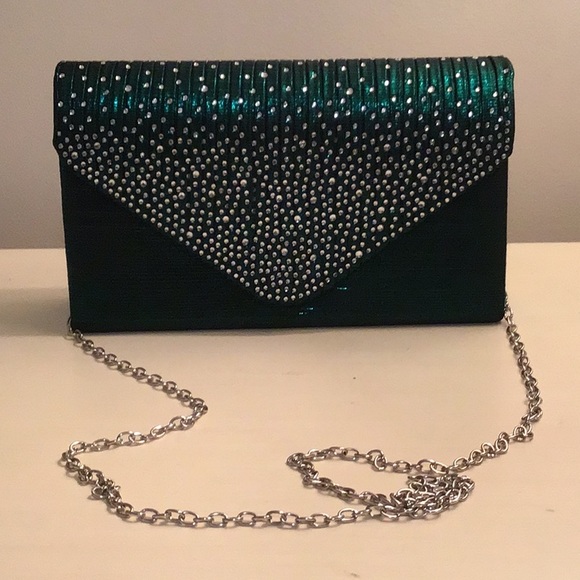 Handbags - NWOT: Sparkle Green Clutch Bag